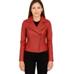 Flashback Red Leather Biker Jacket