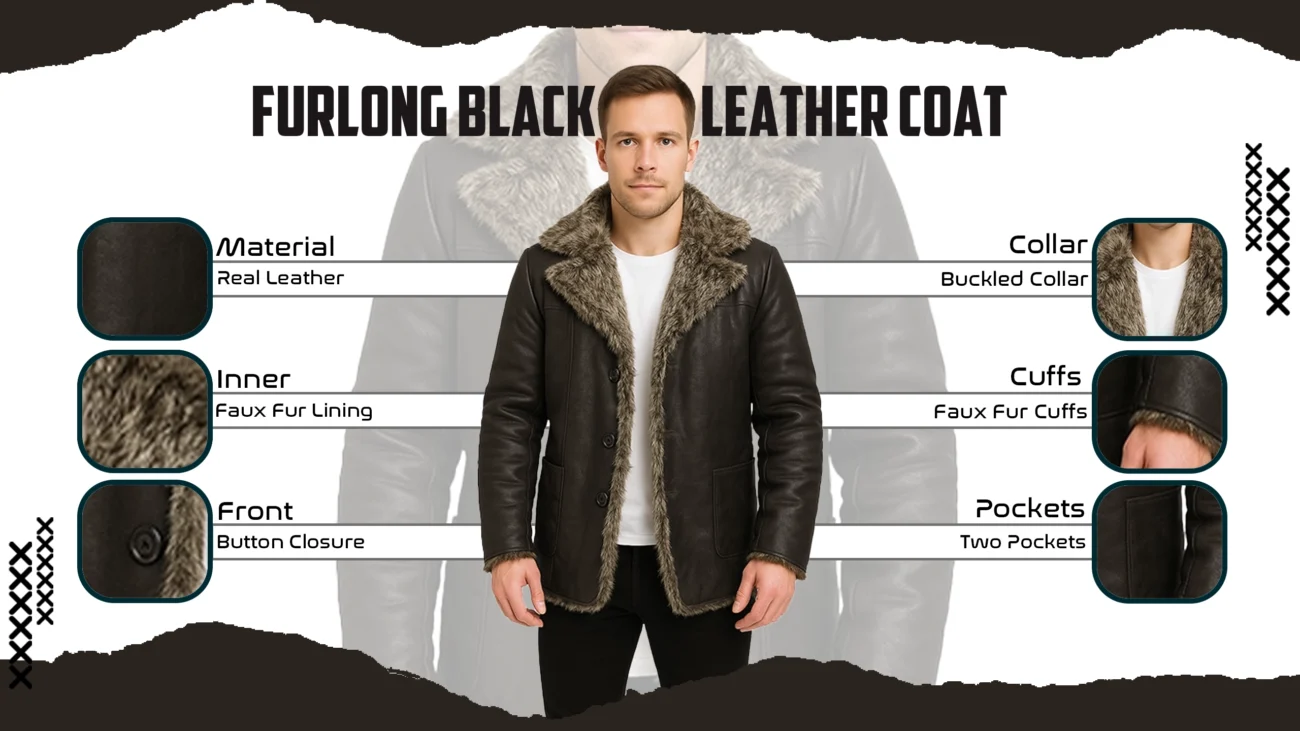 Furlong Black Leather Coat
