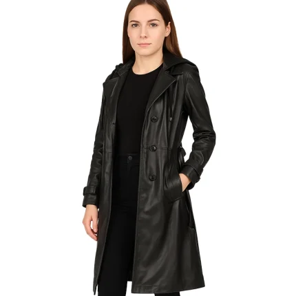 Hooded Black Trench Coat