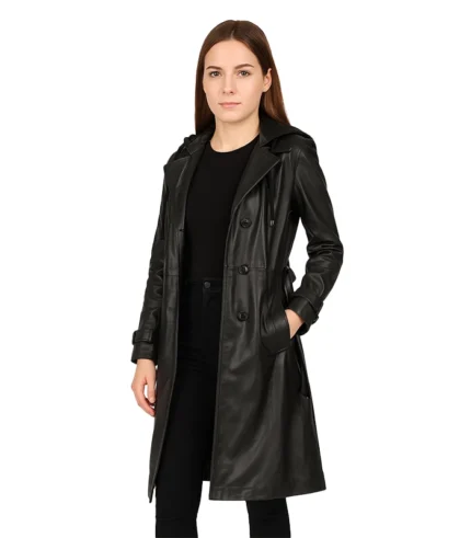 Hooded Black Trench Coat
