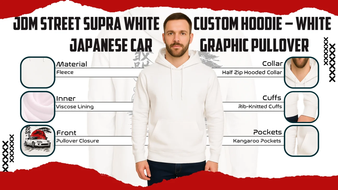 JDM Street Supra White Custom Hoodie