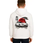 JDM Street Supra White Custom Hoodie – White Japanese Car Graphic Pullover
