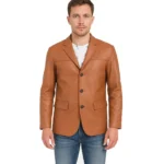 James Tan Brown Leather Blazer