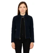 Kelsee Navy Blue Suede Biker Jacket