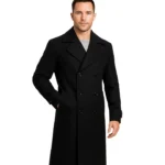 Kenney Men’s Double-Breasted Black Wool Coat – Premium Quality