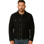 Men’s Black Cafe Racer Suede Jacket