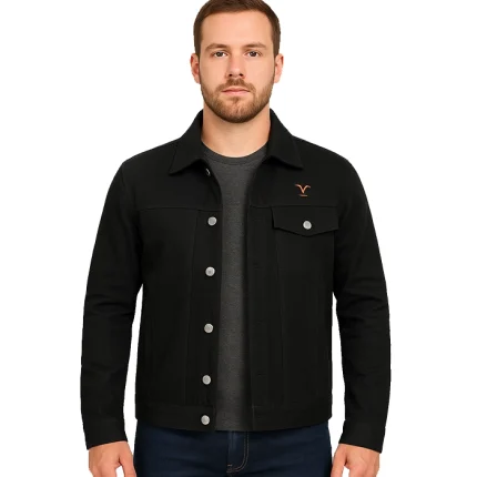 Men’s Black Cotton Rip Trucker Jacket
