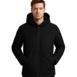 Men’s Black Hooded Wool Coat | Zip-Up Winter Warmth