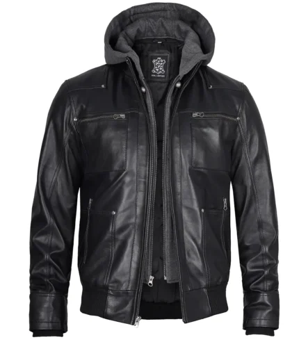 Mens-Black-Leather-Bomber-Jacket-with-Removable-Hood-f