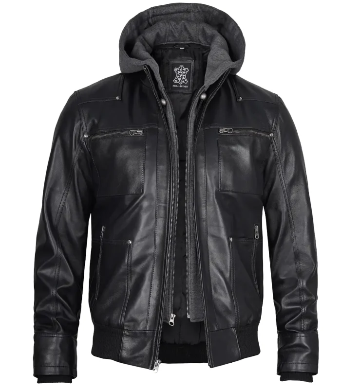Mens-Black-Leather-Bomber-Jacket-with-Removable-Hood-f
