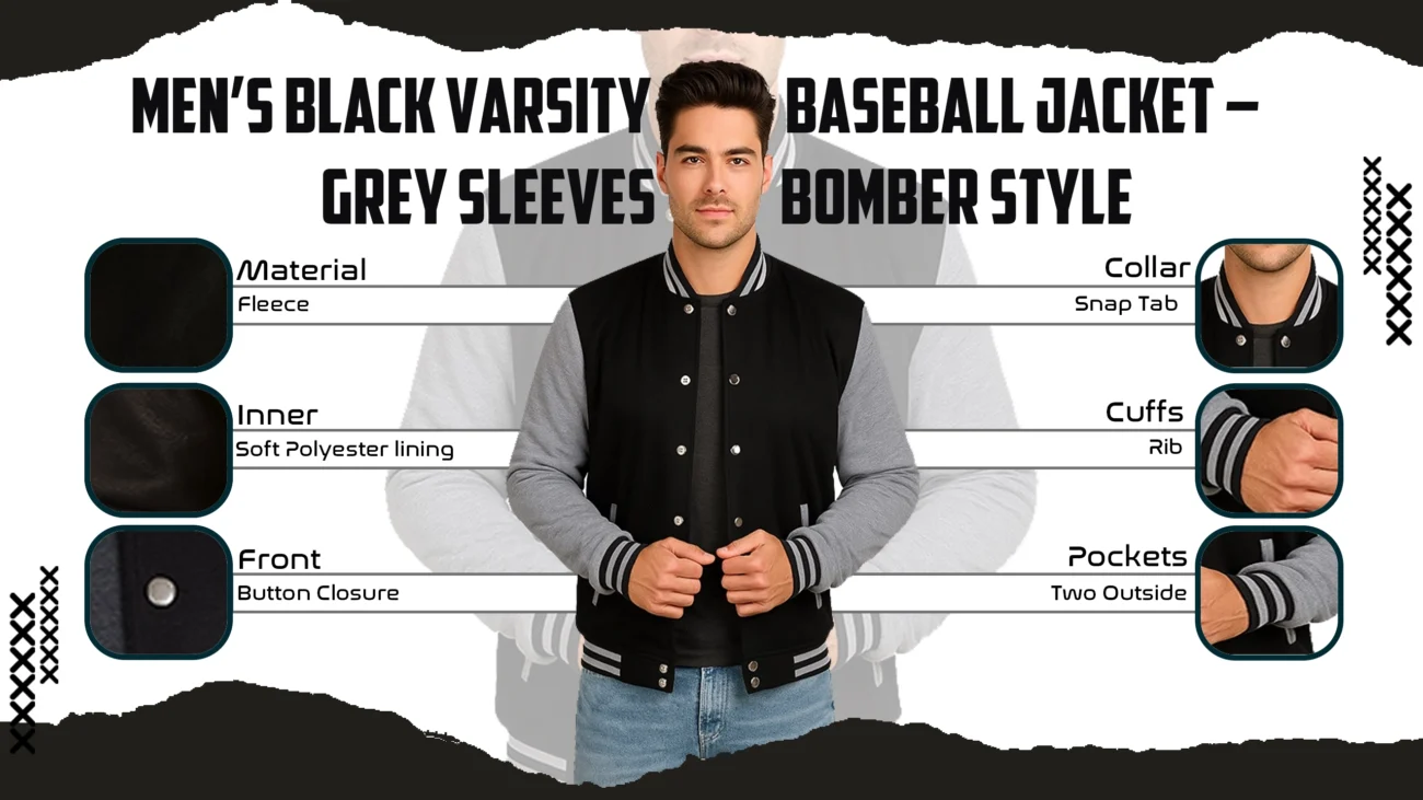 Men’s Black Varsity Baseball Jacket