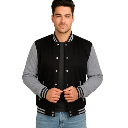 Mens Black Varsity Baseball Jacket