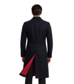Men’s Blue Wool Coat – 3/4 Length Warm Winter Overcoat
