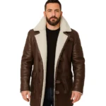 Men’s Brown Bane Sherpa Leather Coat – Swedish Winter Coat