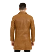 Men's Camel Brown Real Leather Car Coat