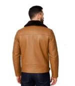 Men’s Camel Brown Shearling Moto Leather Jacket
