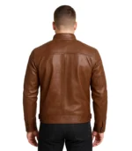 Men’s Cognac Brown Quilted Leather Motorcycle Jacket