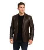 Men’s Dark Brown Rub Off Leather Blazer