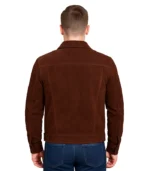 Men’s Dark Brown Trucker Suede Jacket