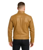 Men’s Distressed Camel Brown Cafe Racer Leather Jacket