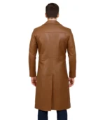 Men's Full Length Brown Leather Coat - Duster Coat