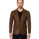 Men's Lambskin Snuff Brown Leather Blazer