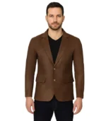 Men's Lambskin Snuff Brown Leather Blazer
