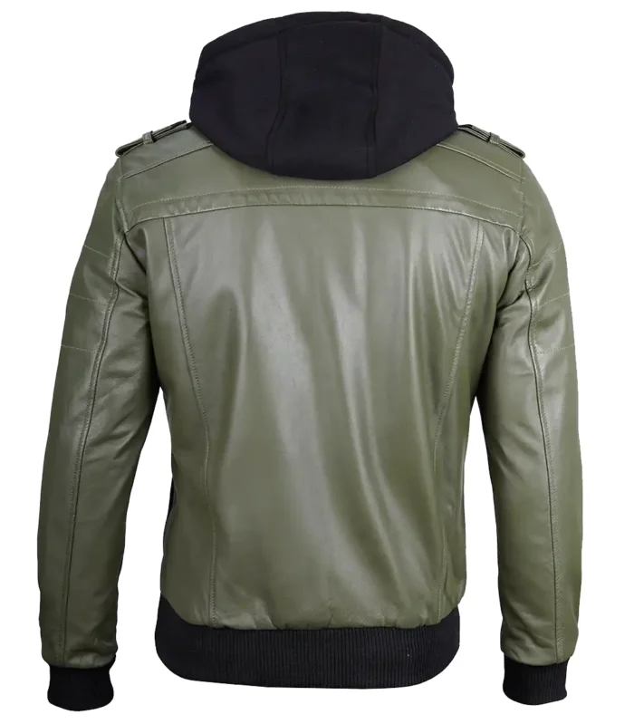 Mens-Military-Green-Leather-Jacket-with-Removable-Hood-b