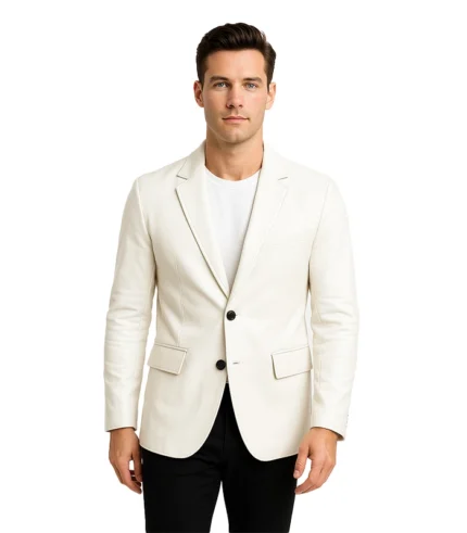 Men’s Off White Blazer Real Leather Jacket