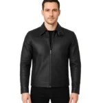 Men’s Premium Black Crocodile-Embossed Calfskin Jacket