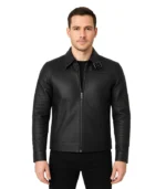 Men’s Premium Black Crocodile-Embossed Calfskin Jacket