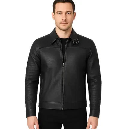 Men’s Premium Black Crocodile-Embossed Calfskin Jacket