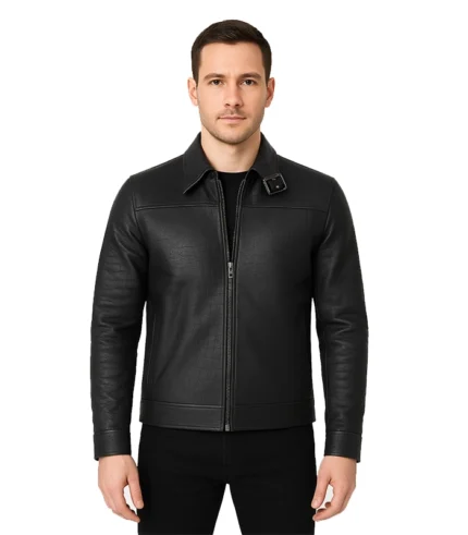 Men’s Premium Black Crocodile-Embossed Calfskin Jacket