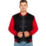 Men’s Red and Black Varsity Jacket – Baseball Style Jacket