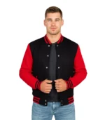 Men’s Red and Black Varsity Jacket – Baseball Style Jacket