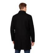 Men’s Single-Breasted Black Wool Car Coat – Winter Overcoat