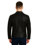 Men’s Two Button Black Leather Blazer