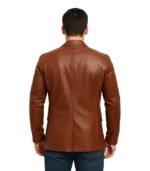 Mens Two Button Tan Leather Blazer – Notch Lapel