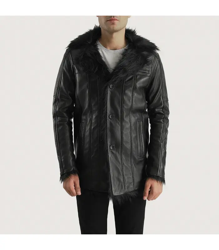 Mens_Furcliff_Black_Leather_Coat Front