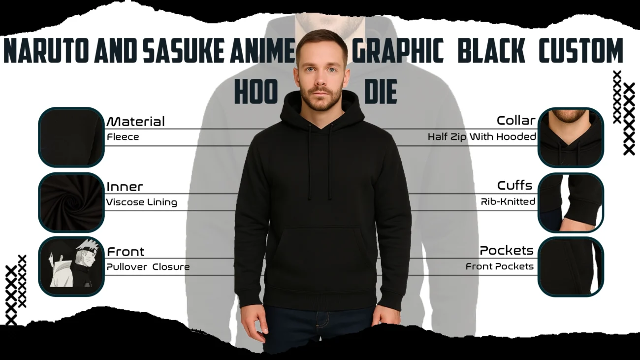 Naruto and Sasuke Anime Graphic Black Custom Hoodie