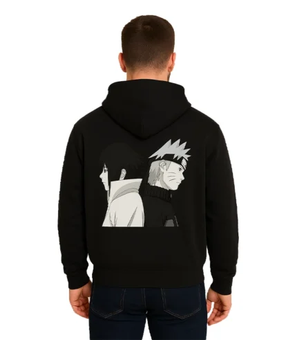 Naruto and Sasuke Anime Graphic Black Custom Hoodie