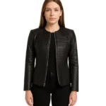 Nexi Quilted Black Leather Jacket f