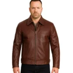 Reeves Men’s Harrington Brown Real Leather Jacket