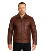 Reeves Men’s Harrington Brown Real Leather Jacket