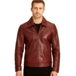 Reeves Men's Harrington Real Maroon Leather Jacket