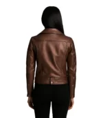 Rumy Maroon Leather Biker Jacket
