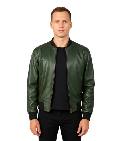 Shane Green Leather Bomber Jacket