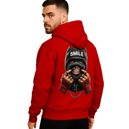 Smile Street Style Custom Hoodie – Bold Graphic Red Pullover