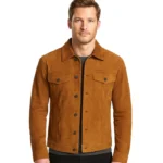 Tan Men’s Trucker Suede Jacket