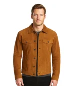 Tan Men’s Trucker Suede Jacket